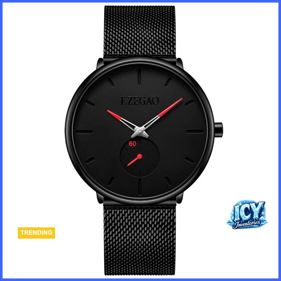 Ultra-Thin Waterproof Analog Dress Watch with Stainless Steel Mesh Band main image 7